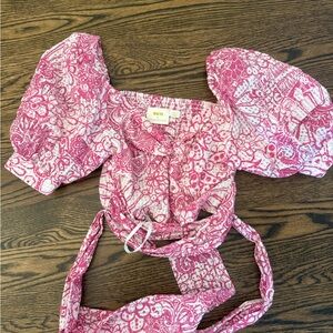 Anthropologie Maeve Pink Patterned Blouse